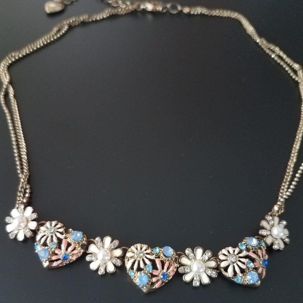 Betsey Johnson Floral Heart Necklace